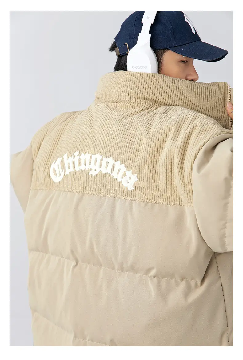 Pink Cotton Padded Jacket for Men with Embroidered Logo — feature 26