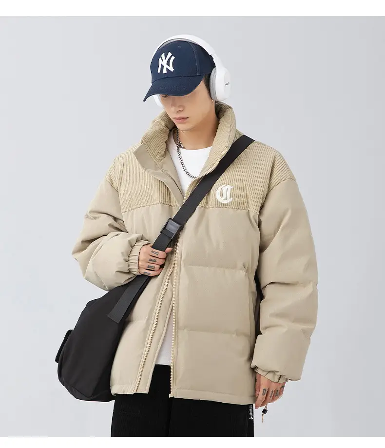 Pink Cotton Padded Jacket for Men with Embroidered Logo — feature 27