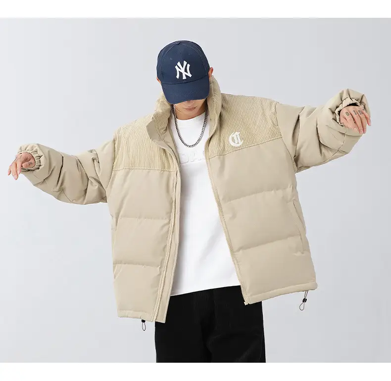 Pink Cotton Padded Jacket for Men with Embroidered Logo — feature 28