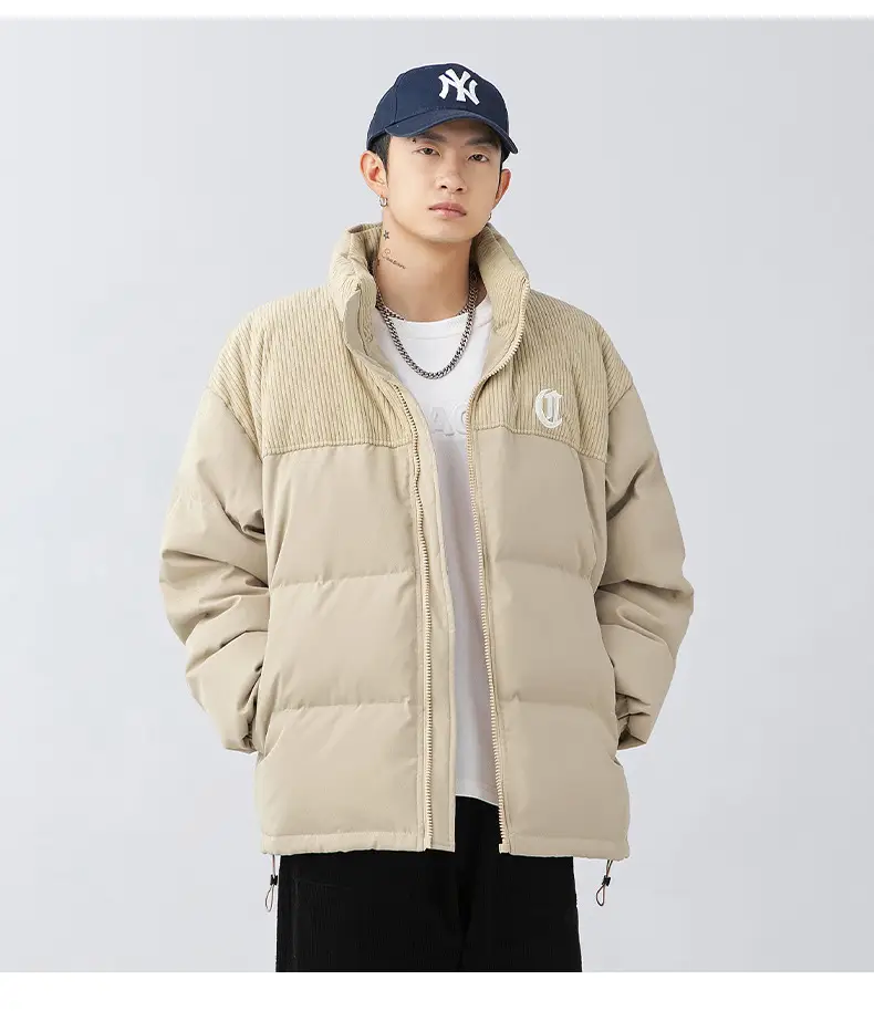 Pink Cotton Padded Jacket for Men with Embroidered Logo — feature 29