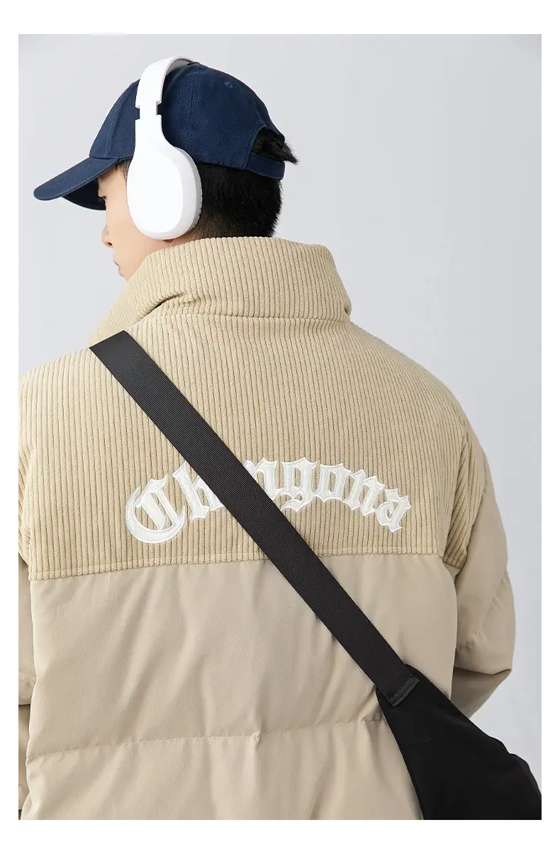 Pink Cotton Padded Jacket for Men with Embroidered Logo — feature 30