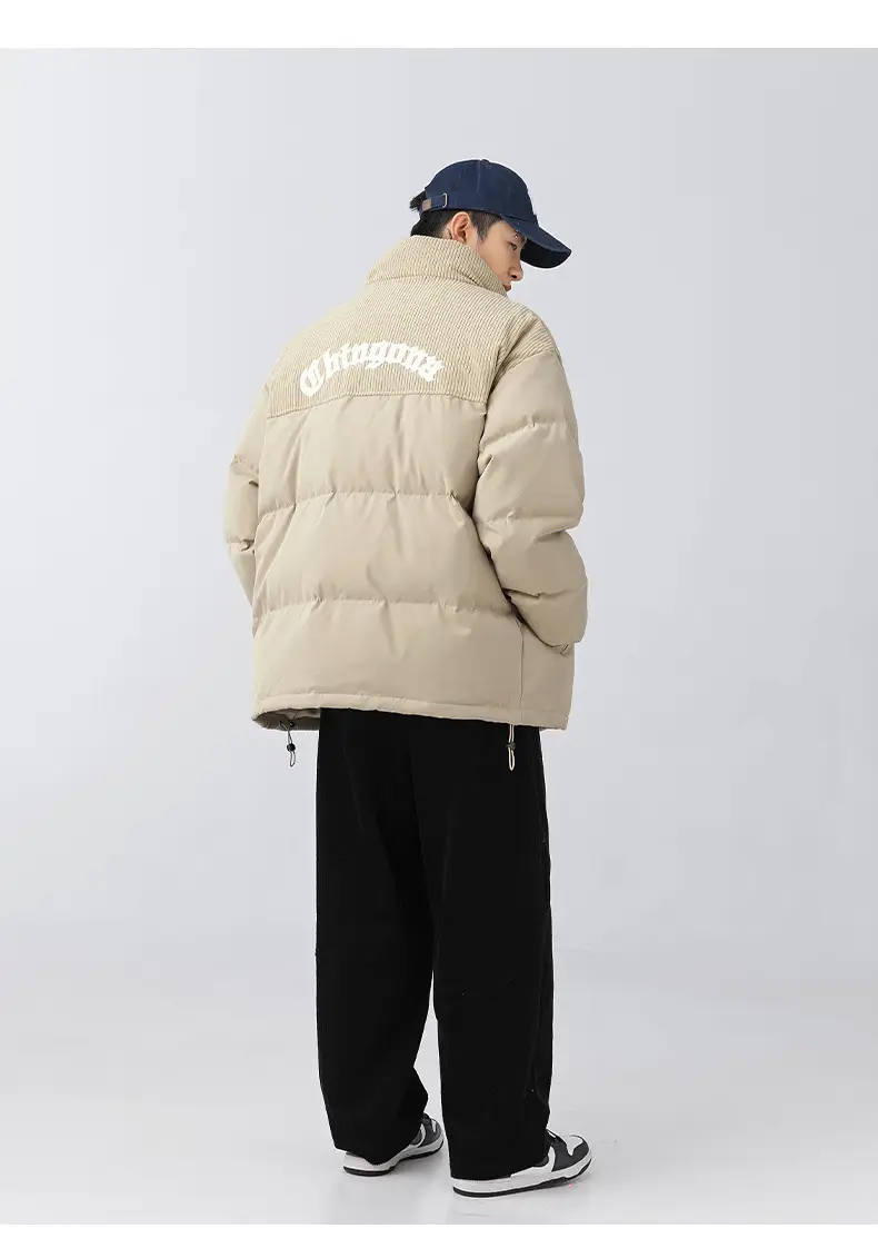Pink Cotton Padded Jacket for Men with Embroidered Logo — feature 31