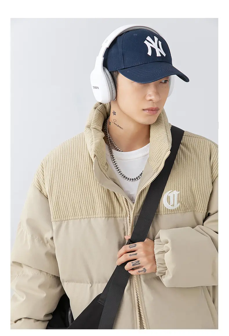Pink Cotton Padded Jacket for Men with Embroidered Logo — feature 32