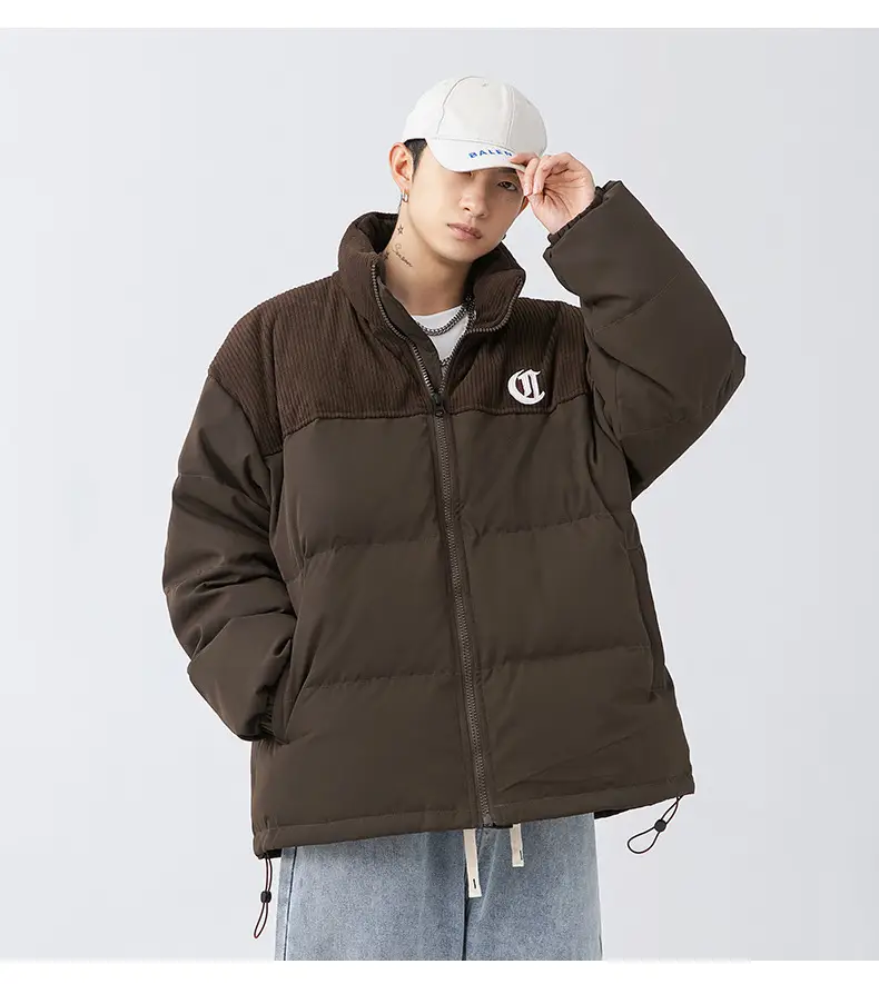 Pink Cotton Padded Jacket for Men with Embroidered Logo — feature 33