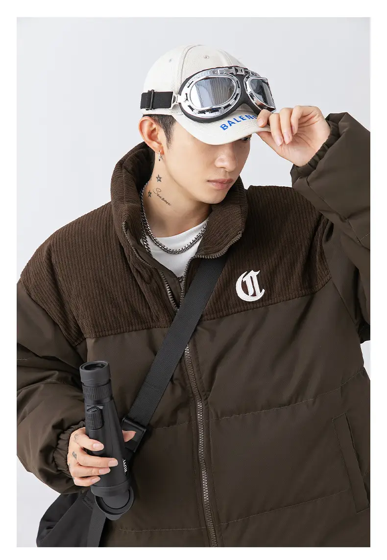 Pink Cotton Padded Jacket for Men with Embroidered Logo — feature 34