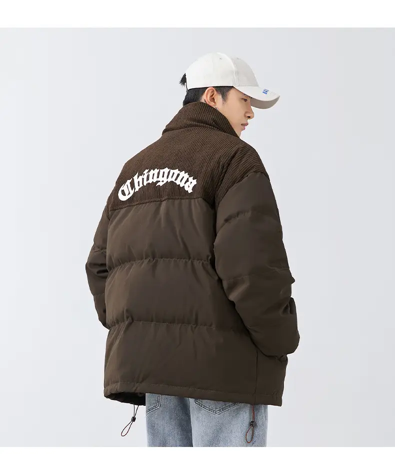 Pink Cotton Padded Jacket for Men with Embroidered Logo — feature 35