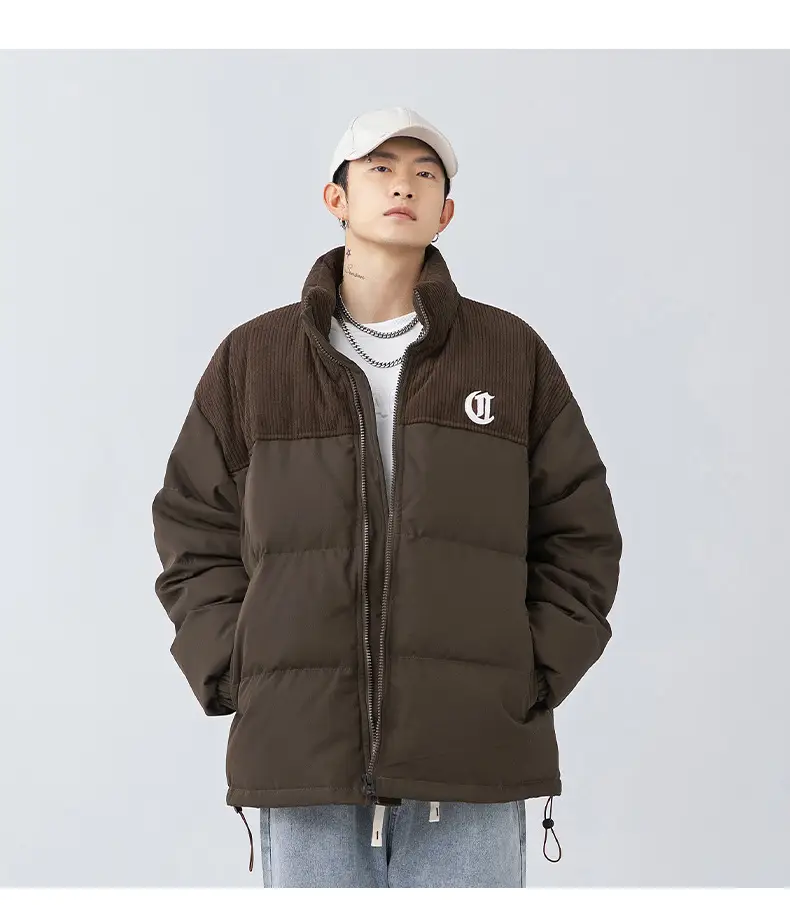 Pink Cotton Padded Jacket for Men with Embroidered Logo — feature 36