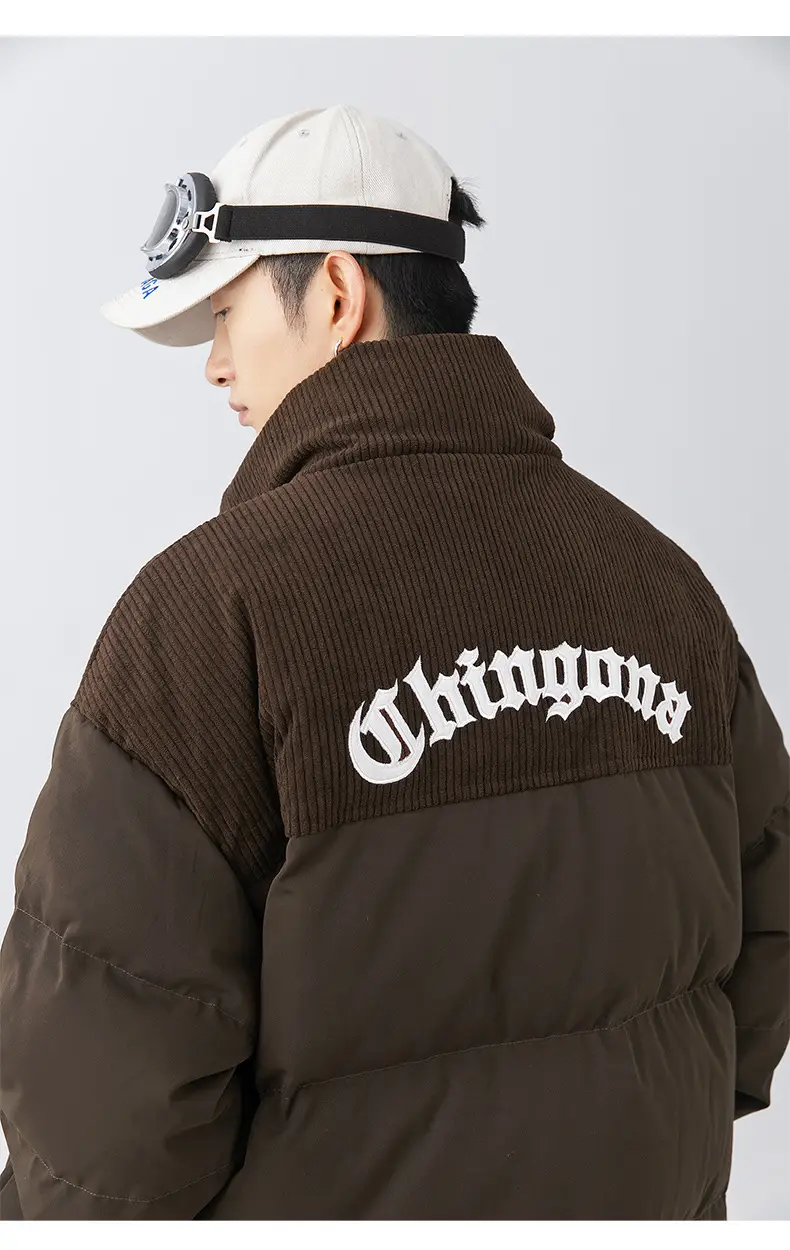 Pink Cotton Padded Jacket for Men with Embroidered Logo — feature 37