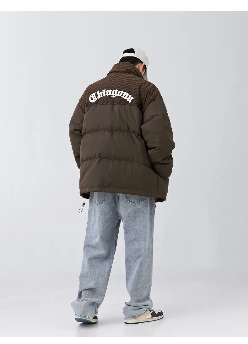 Pink Cotton Padded Jacket for Men with Embroidered Logo — feature 38