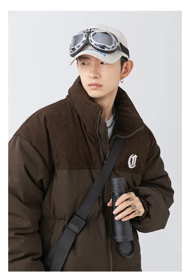 Pink Cotton Padded Jacket for Men with Embroidered Logo — feature 39