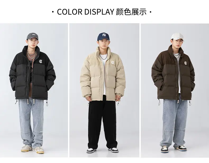 Pink Cotton Padded Jacket for Men with Embroidered Logo — feature 8