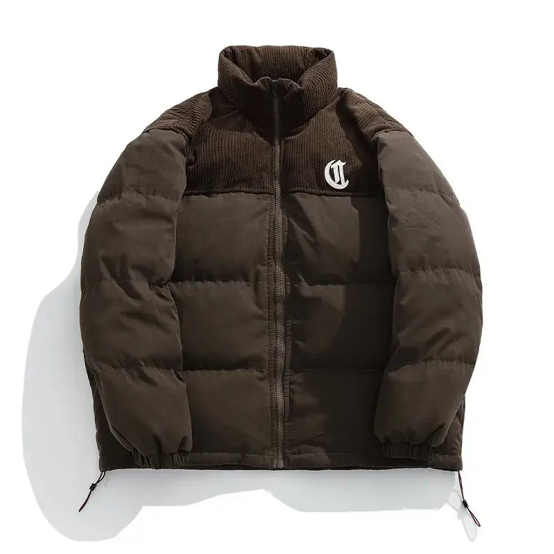Pink Cotton Padded Jacket for Men with Embroidered Logo
