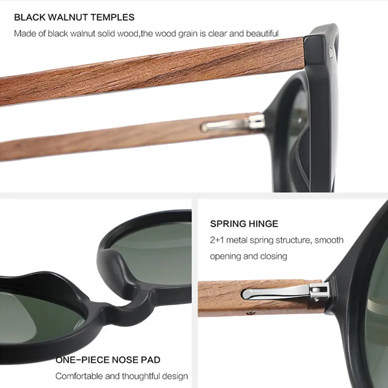 Black Round Sunglasses with UV Protection