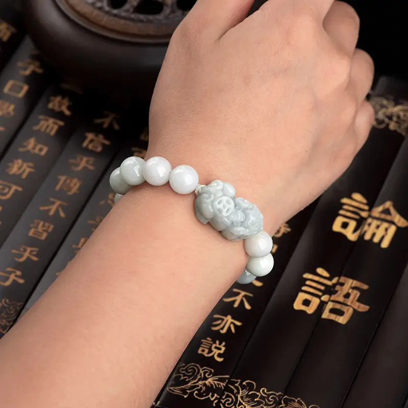 Ice Jade Bracelet with Flower Pendant for Women - Image 4