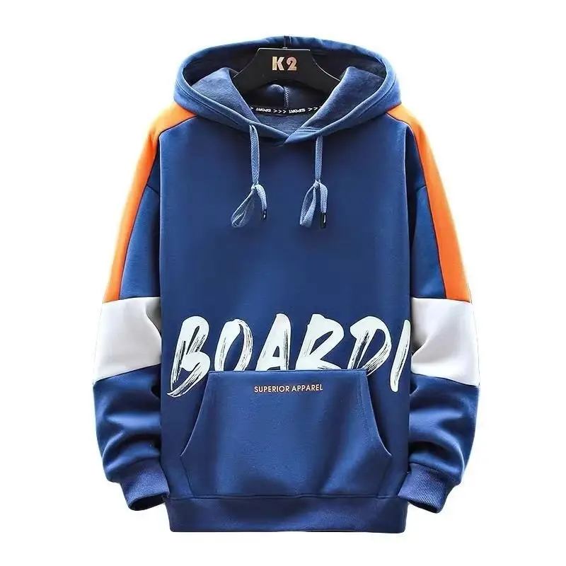 Men's Orange Boarder Hoodie Sweatshirt Thickened Winter