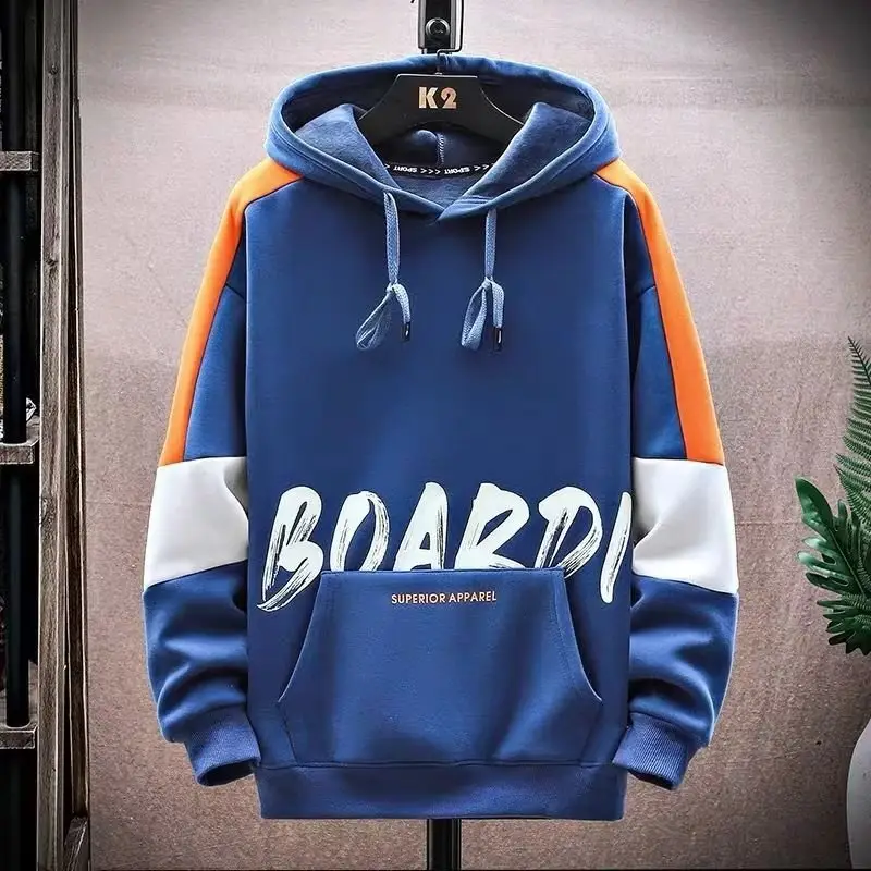 Men's Orange Boarder Hoodie Sweatshirt Thickened Winter — feature 2