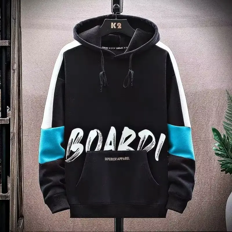 Men's Orange Boarder Hoodie Sweatshirt Thickened Winter — feature 3
