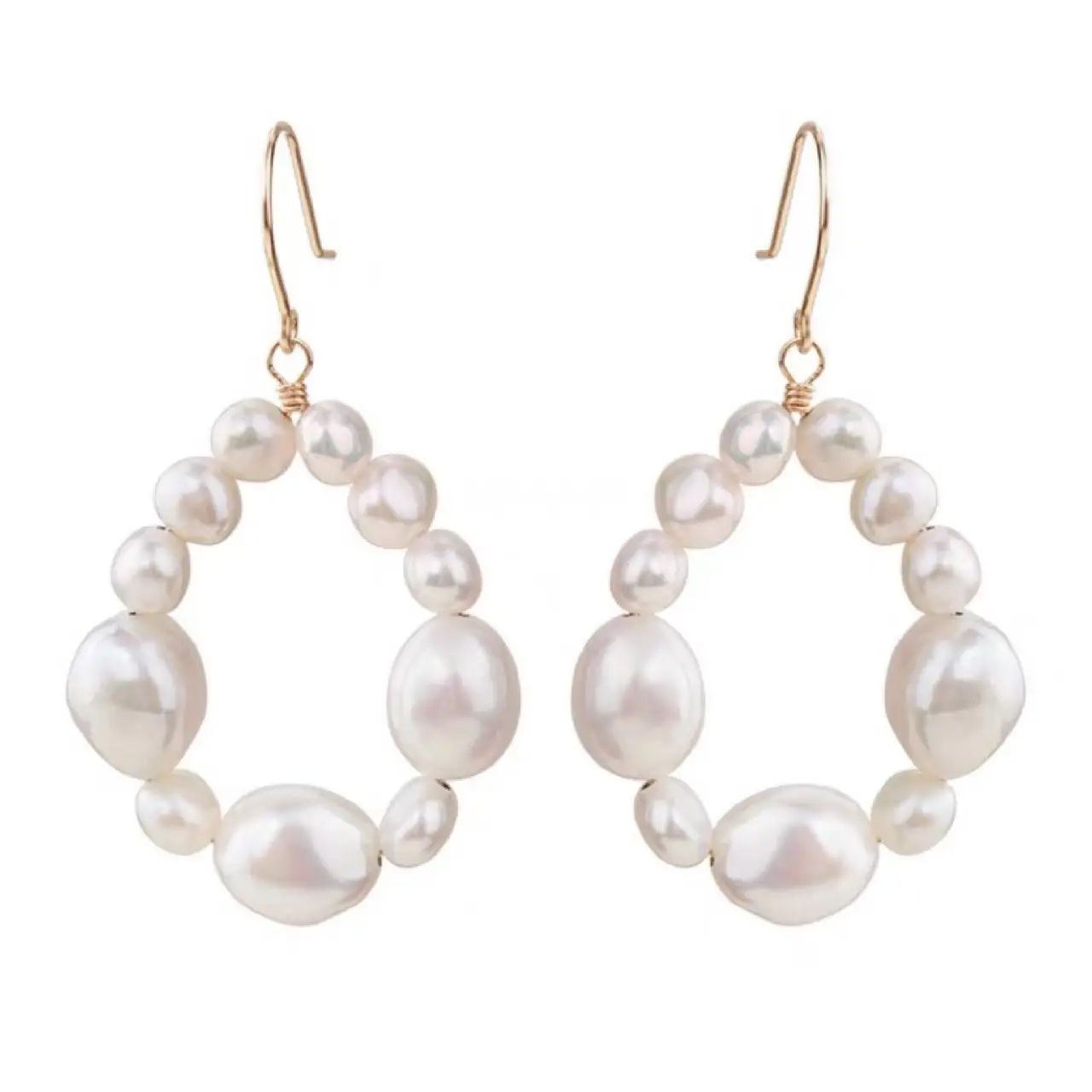Freshwater Special Pearl French Gentle Baroque Natural Pearl Earrings 14K Gold - Image 5