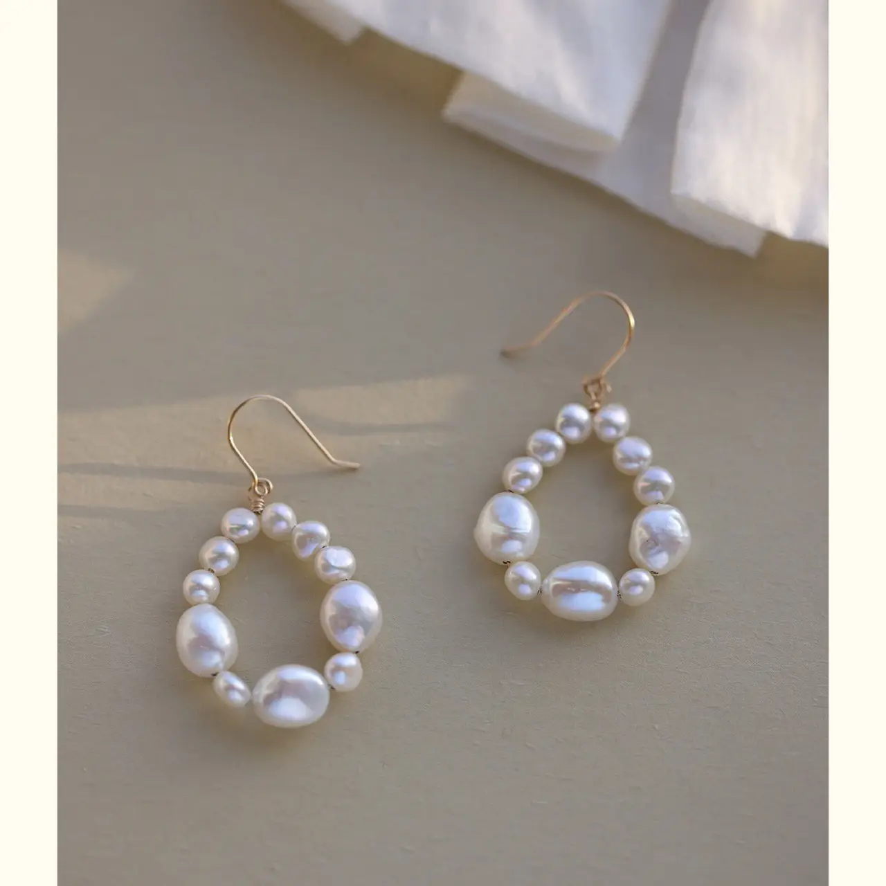 Freshwater Special Pearl French Gentle Baroque Natural Pearl Earrings 14K Gold — feature 9