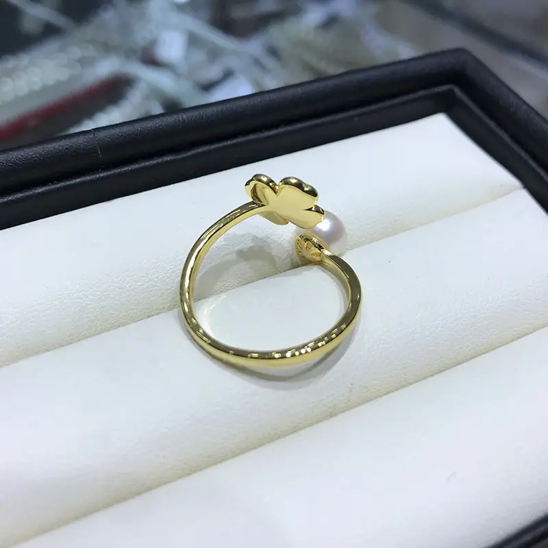 Pearl Flower Ring 7mm Gold Plated Steamed Freshwater - Image 2