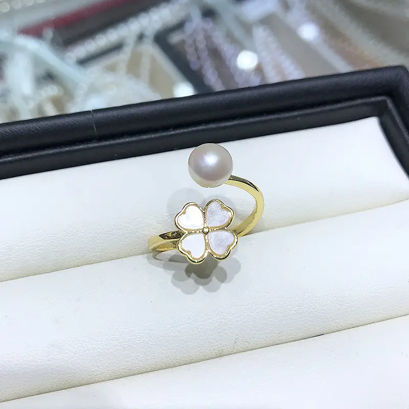 Pearl Flower Ring 7mm Gold Plated Steamed Freshwater - Image 3