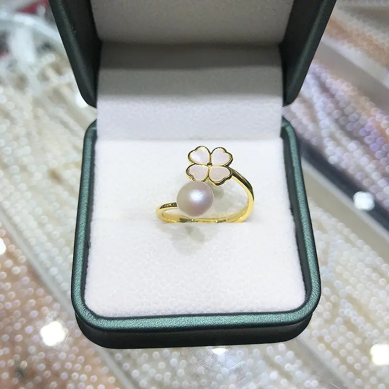 Pearl Flower Ring 7mm Gold Plated Steamed Freshwater - Image 4