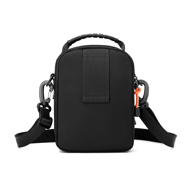 Men's Black Crossbody Bag with Orange Zippers - Image 9