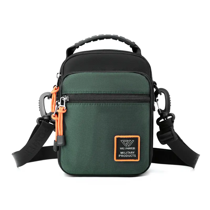 Men's Black Crossbody Bag with Orange Zippers - Image 5