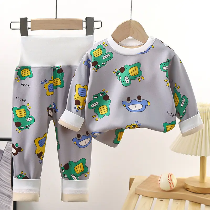 Yellow Fleece Baby Pajama Set with Dinosaur Print - Image 6