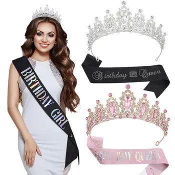 Digital Crown Hair Band with Diamond Headwear for Birthday Party — feature 2