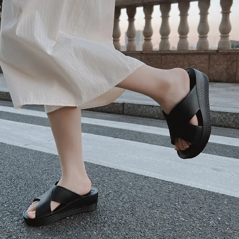 Women White Wedge Sandals Round Toe Summer - Image 9