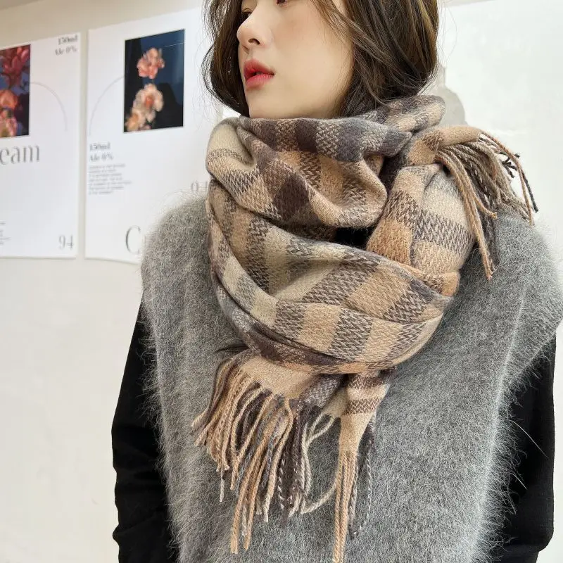 2025 Mid-Length Plaid Cashmere Scarf Women - Image 8