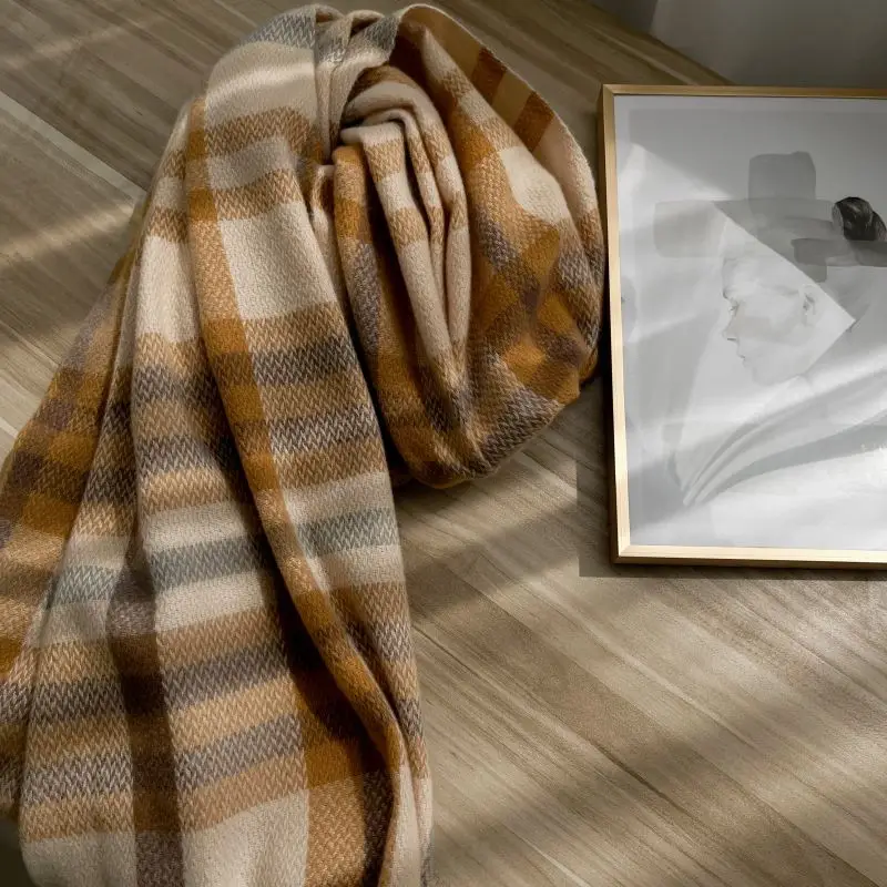 2025 Mid-Length Plaid Cashmere Scarf Women - Image 10