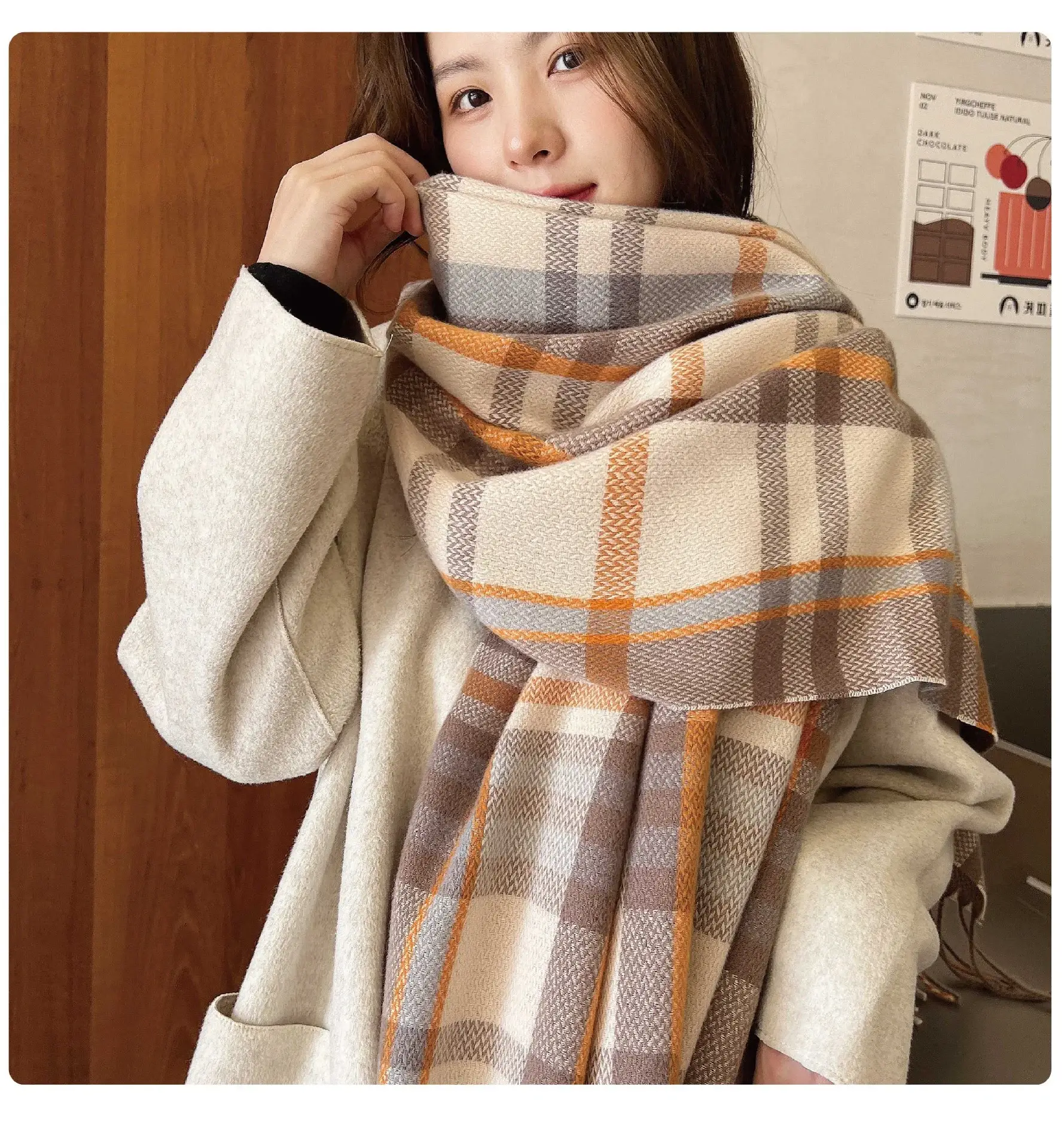 2025 Mid-Length Plaid Cashmere Scarf Women — feature 10