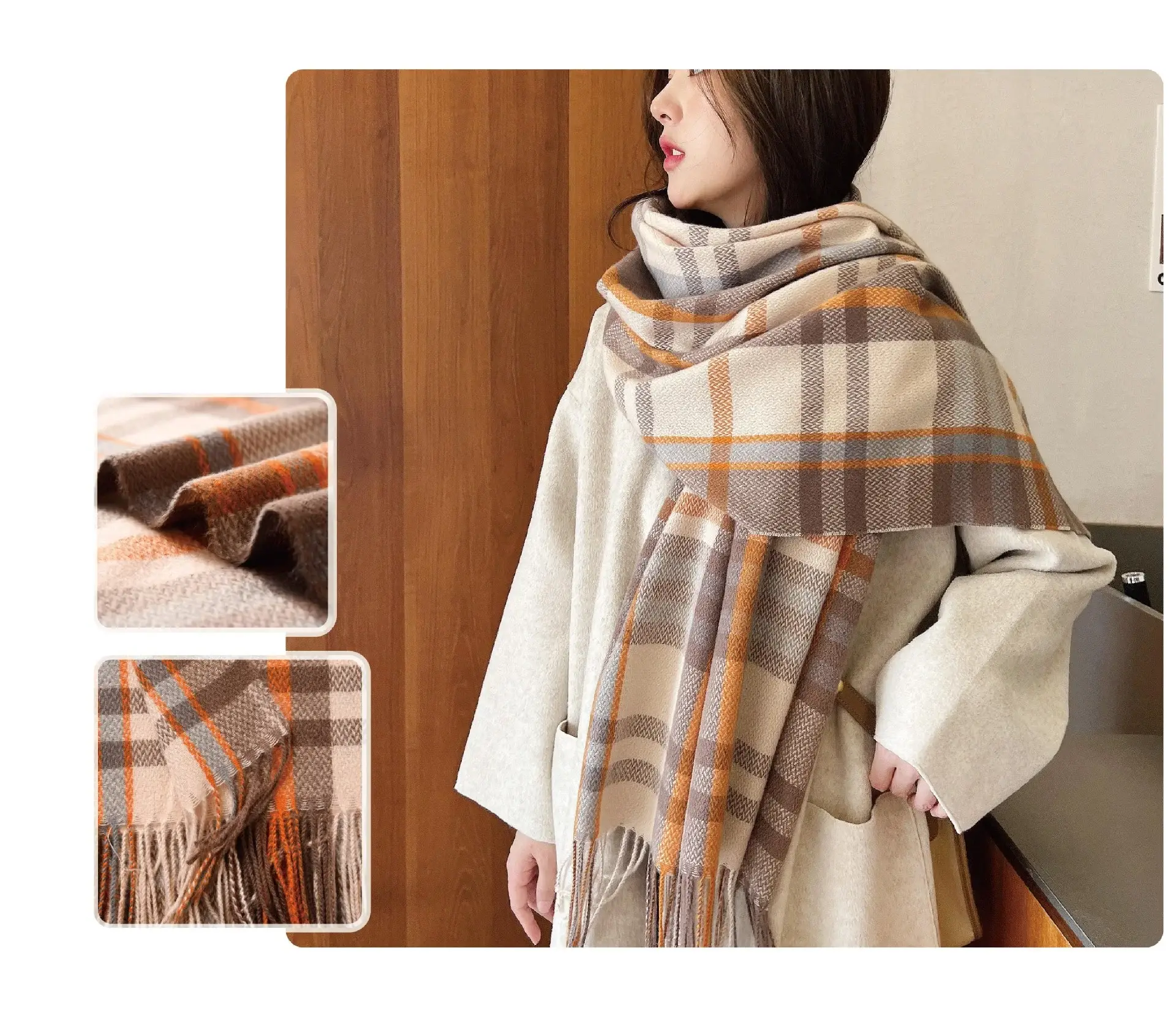 2025 Mid-Length Plaid Cashmere Scarf Women — feature 11