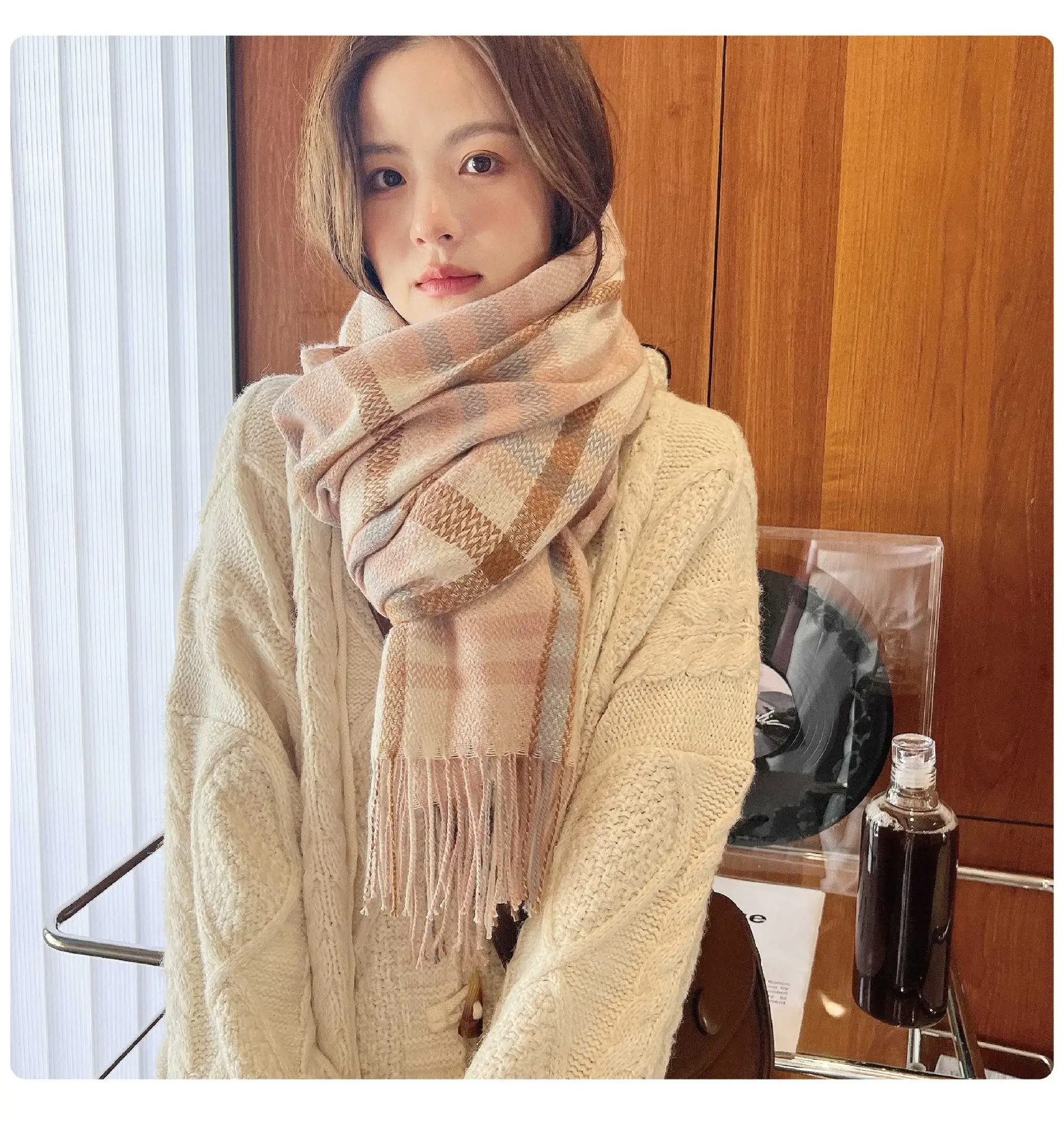 2025 Mid-Length Plaid Cashmere Scarf Women — feature 12