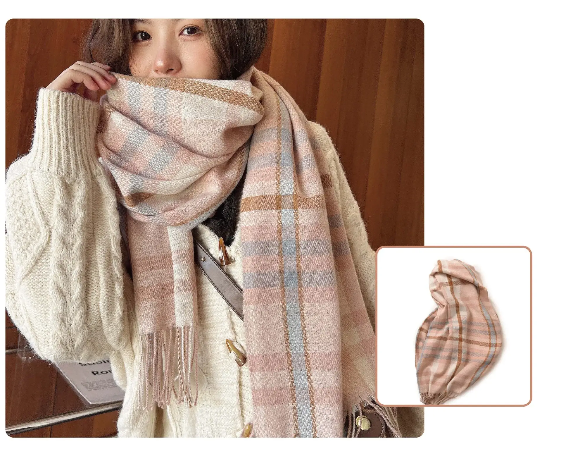 2025 Mid-Length Plaid Cashmere Scarf Women — feature 13