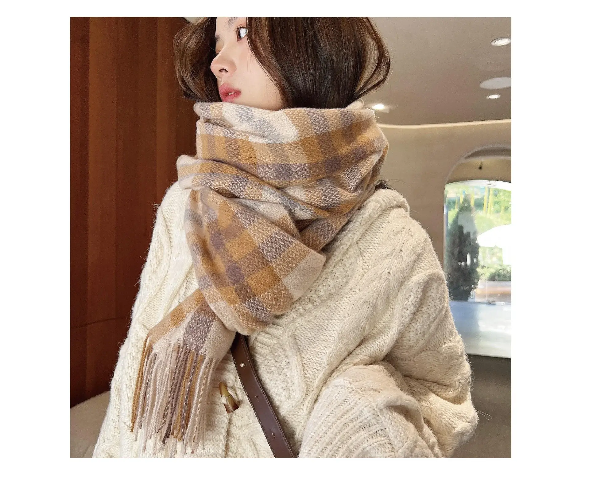 2025 Mid-Length Plaid Cashmere Scarf Women — feature 15