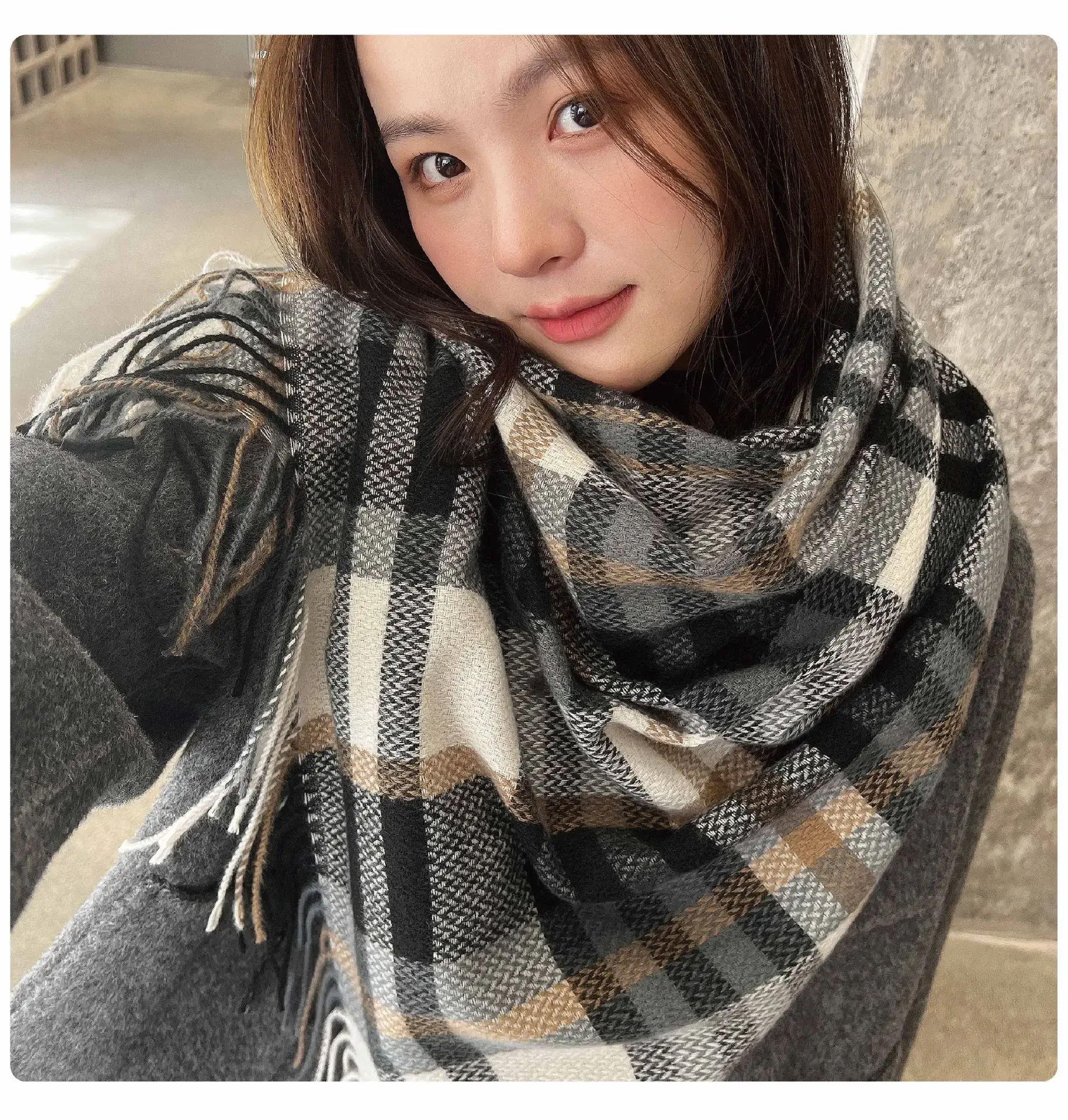 2025 Mid-Length Plaid Cashmere Scarf Women — feature 16