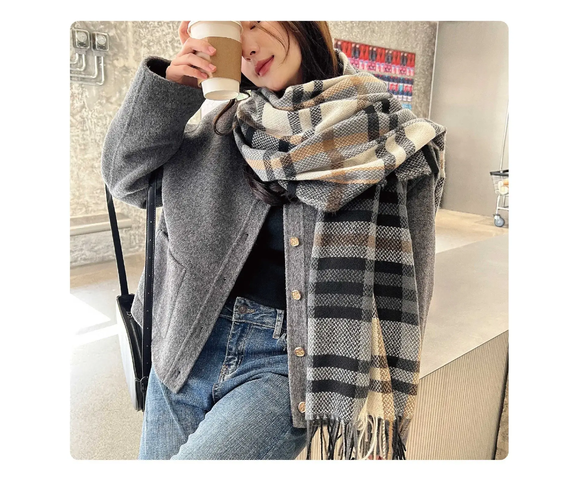 2025 Mid-Length Plaid Cashmere Scarf Women — feature 17