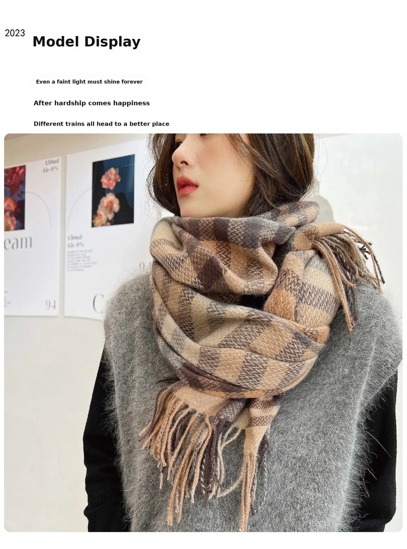 2025 Mid-Length Plaid Cashmere Scarf Women — feature 8