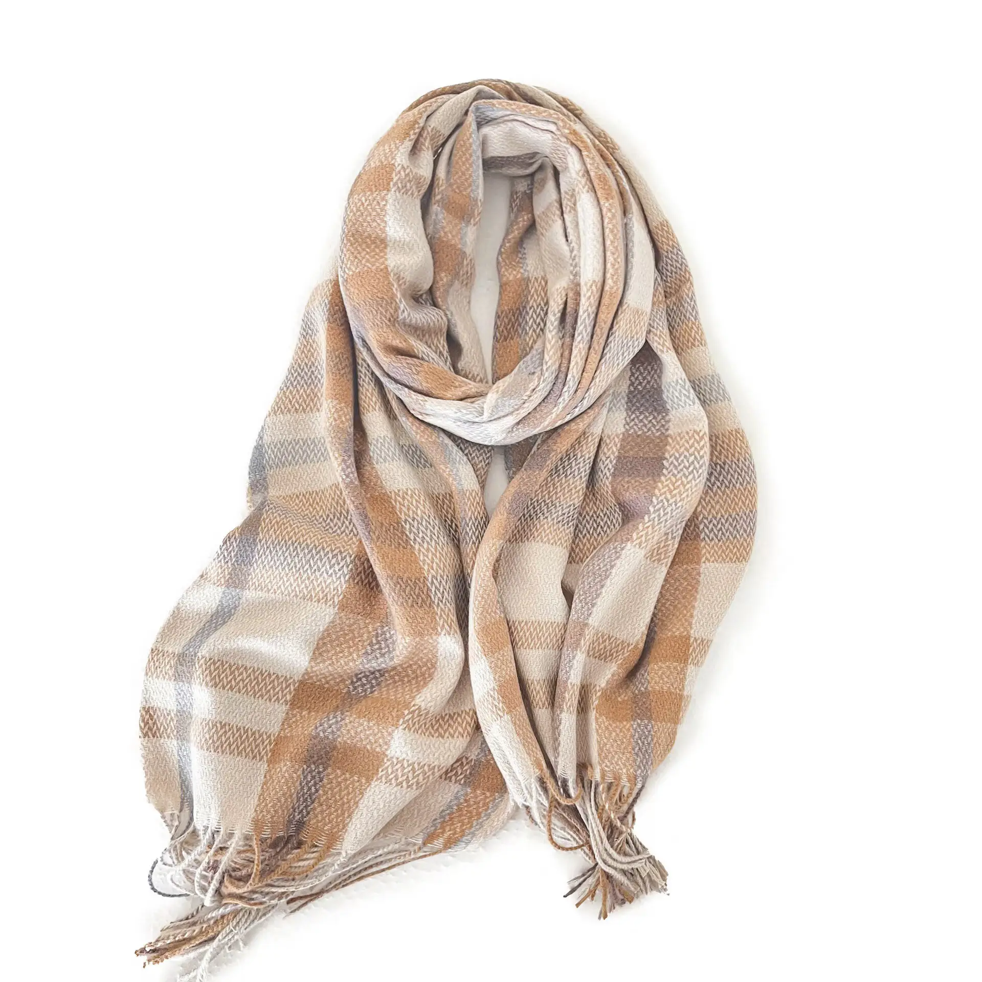 2025 Mid-Length Plaid Cashmere Scarf Women - Image 3