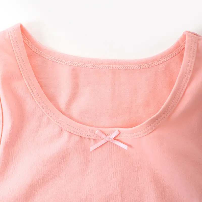 Girls Summer Sleeveless Vest Set Pink Cotton