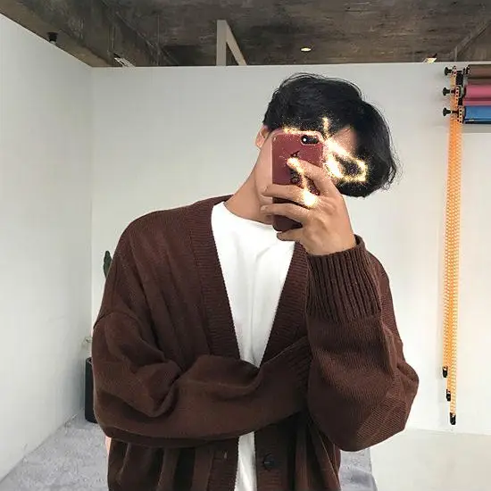 Men's 2022 V-Neck Sweater Cardigan Beige Solid Color - Image 4