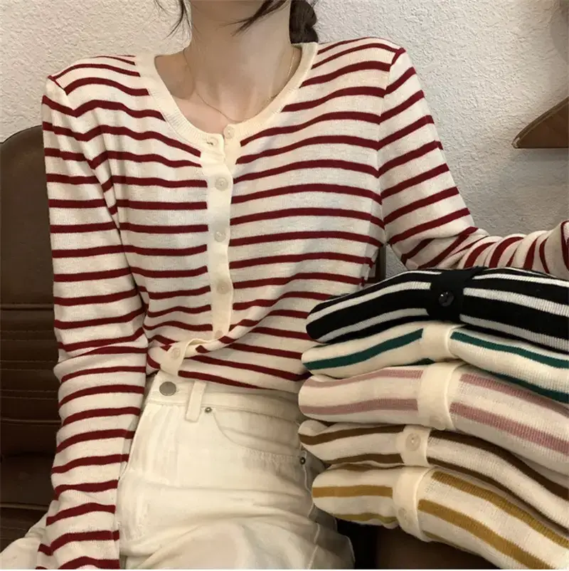 Women's Korean-style Striped Cardigan Coat 2025 — feature 2
