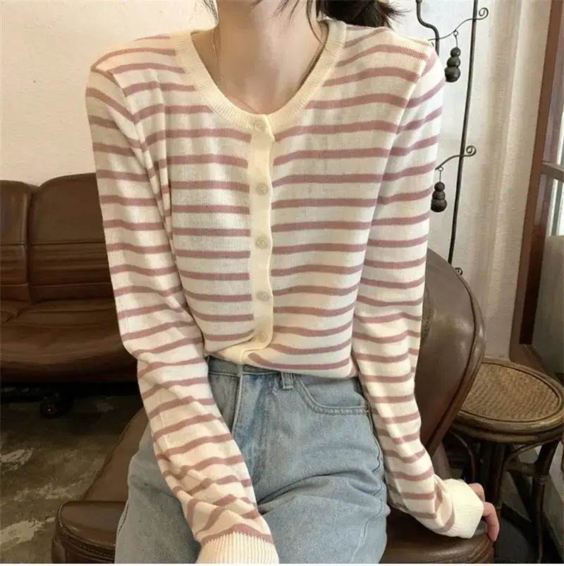 Women's Korean-style Striped Cardigan Coat 2025 — feature 22