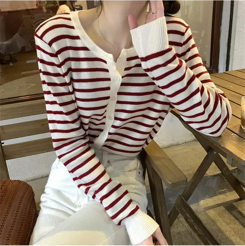 Women's Korean-style Striped Cardigan Coat 2025 — feature 24