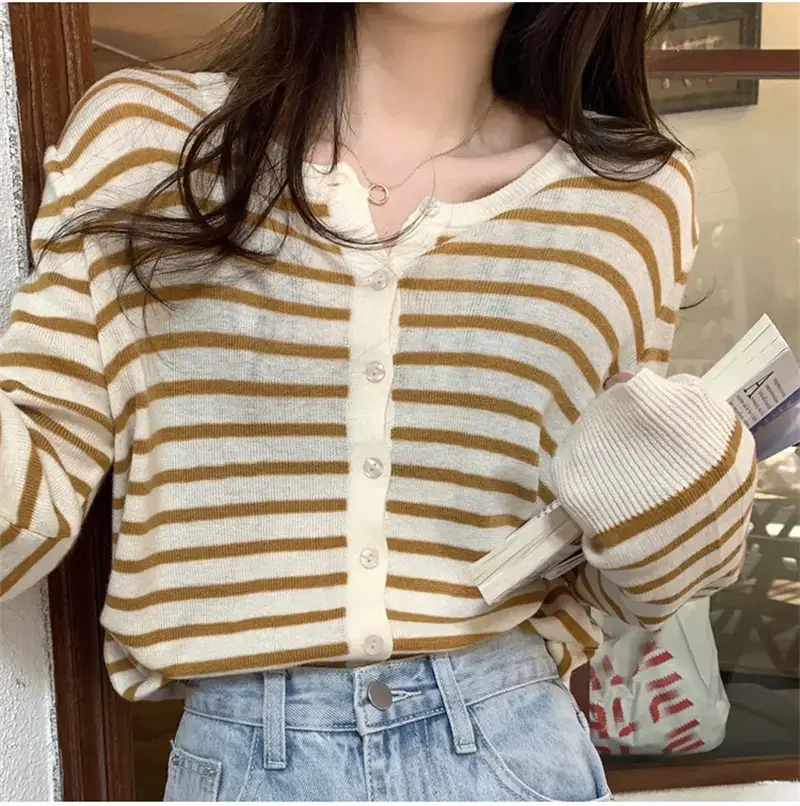 Women's Korean-style Striped Cardigan Coat 2025 — feature 25