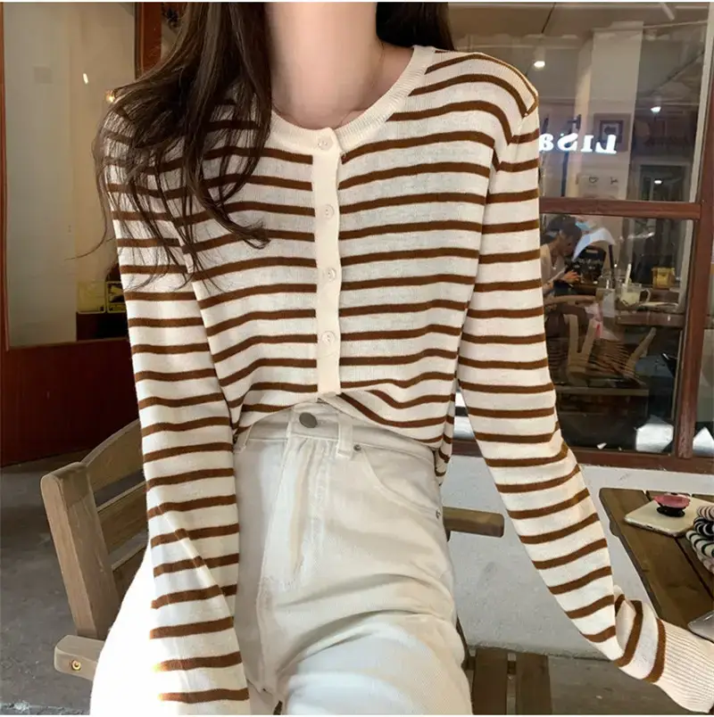 Women's Korean-style Striped Cardigan Coat 2025 — feature 26