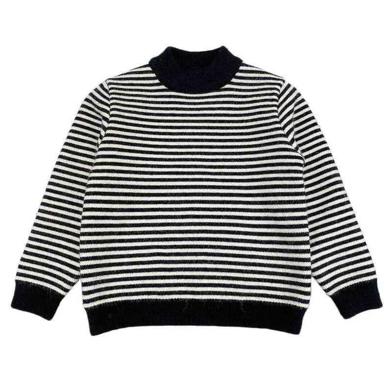 Boys Fleece Lined Striped Sweater Medium Large - Image 7